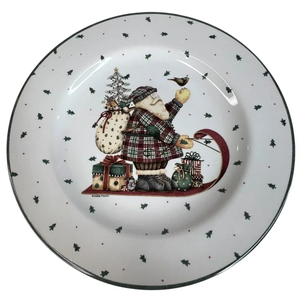 Set Of 4 Sakura Debbie Mumm Sledding Characters Ceramic Salad Plates 8.25 Skiing